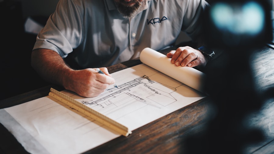 Engineer drawing site plans