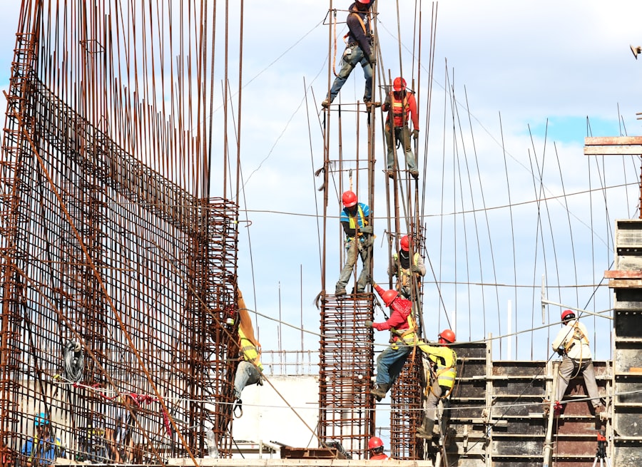 Crew working on structural steel